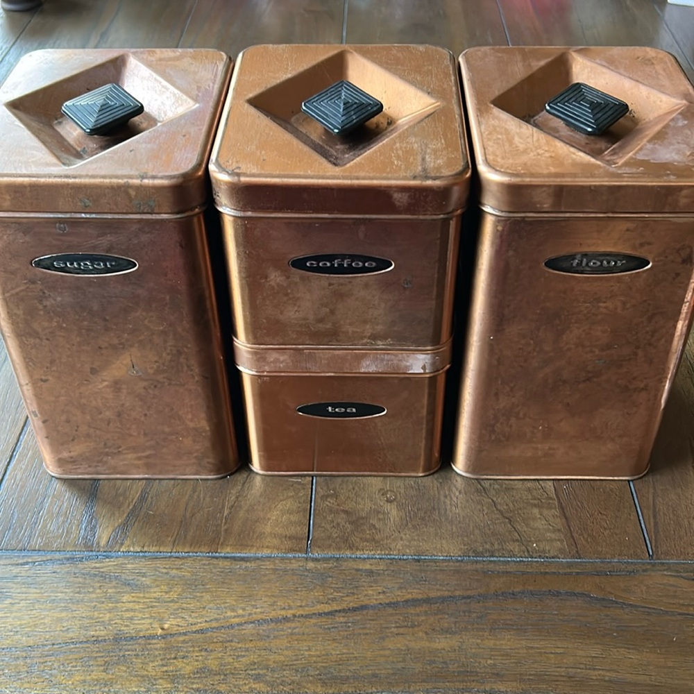 Vintage 1960’s MCM Masterware RARE Copper Finish Canister Set